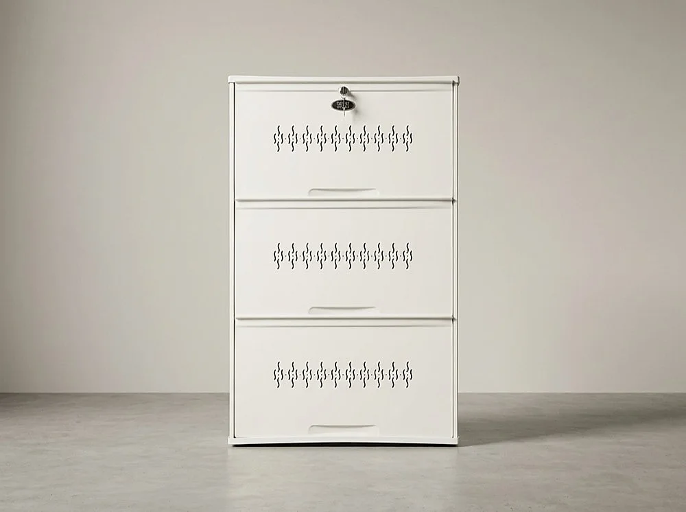 3-Door Step shoe rack in Ivory White