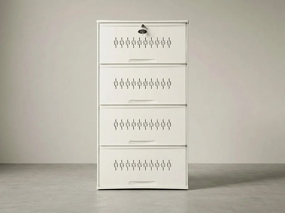 4-Step shoe rack in Ivory White