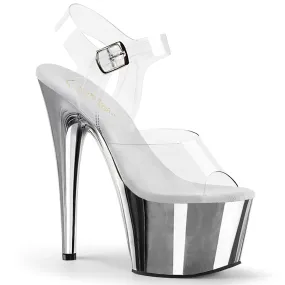 Adore-708 Clear-Matching/Silver Chrome, 7" Heels