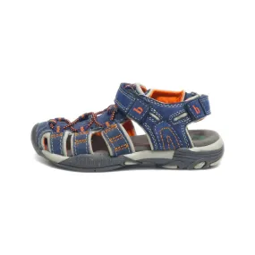 Bama Flat Sandals Leather Blue Colour For Kids