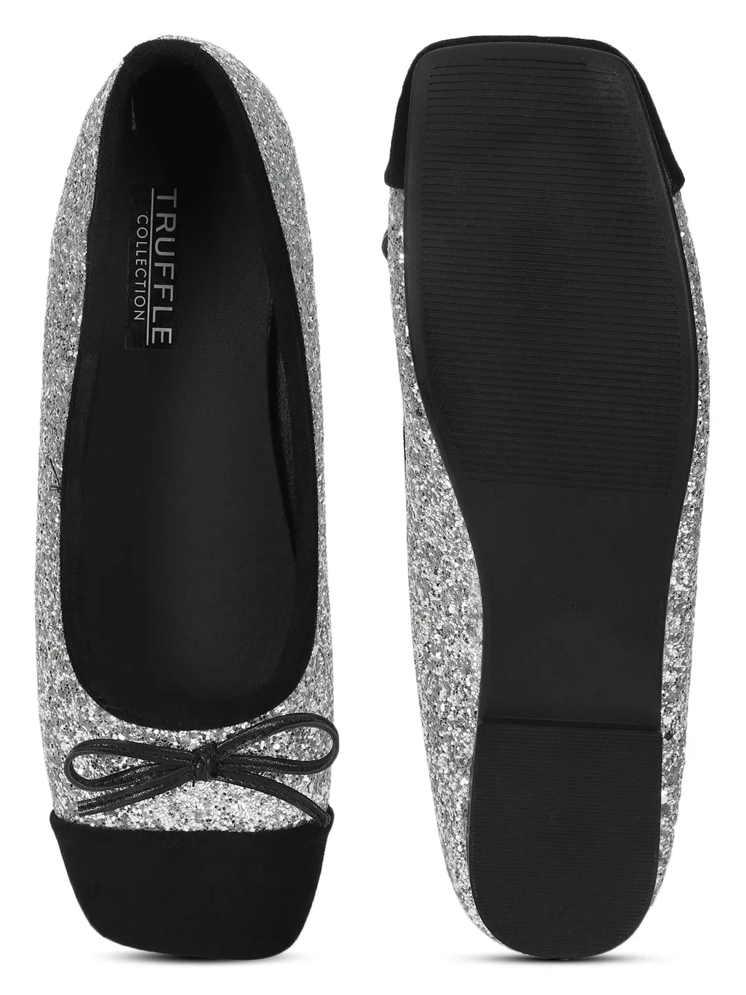 Silver Suede Embellished Ballerina (TC-RS3645-SIL)