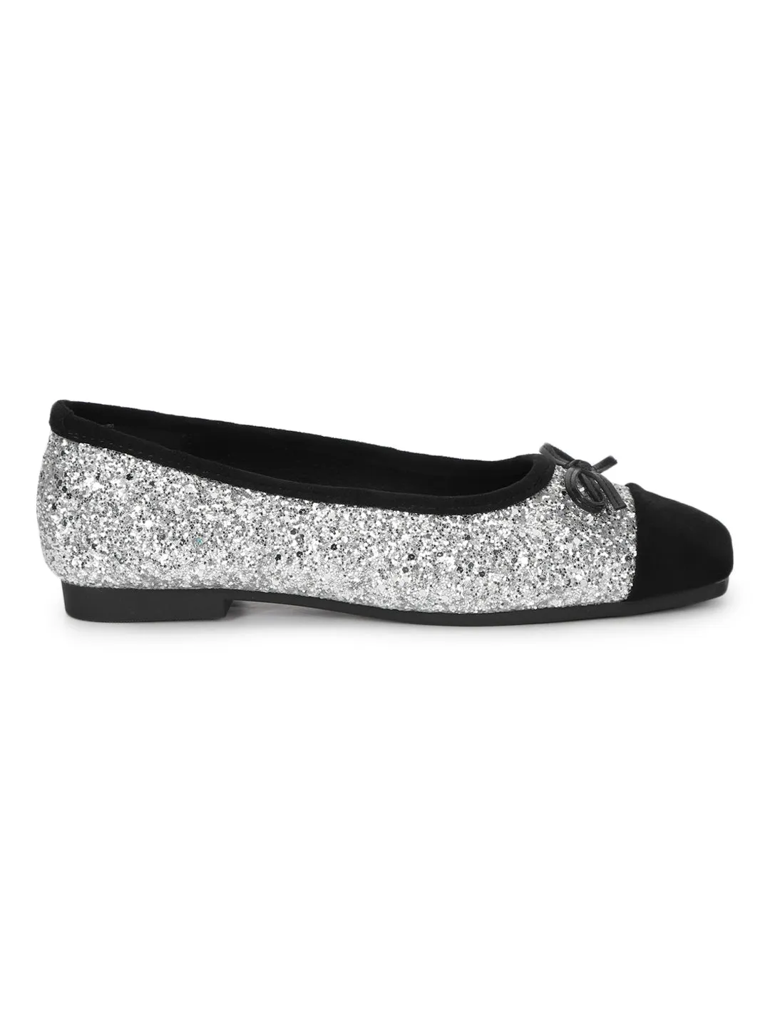 Silver Suede Embellished Ballerina (TC-RS3645-SIL)