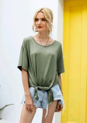 Solid Color Slit Shirt