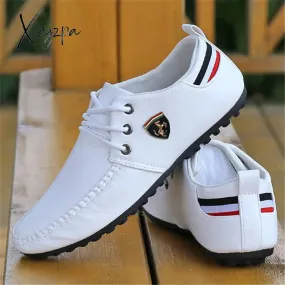 Xajzpa - Solid Color Non-slip Men Driving Shoes Spring Autumn New Leather Breathable Men's Peas Shoes British Casual Sneakers